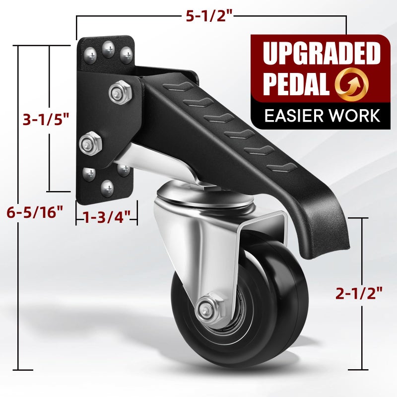 SPACECARE Retractable Workbench Casters Kit, Heavy Duty Workbenches Wheels with 700 lbs Capacity, Adjustable Workbench Casters for Workbenches, Tables, and Cabinets, Easy to Install 4 Pack - Image 2